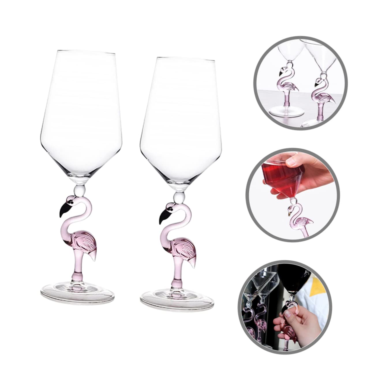 Amosfun Verres à Vin Résistant à L'usure en Verre Lot de 2 Domestique Design Créatif et Délicat Capacité 330 Ml pour Fêtes et Bars