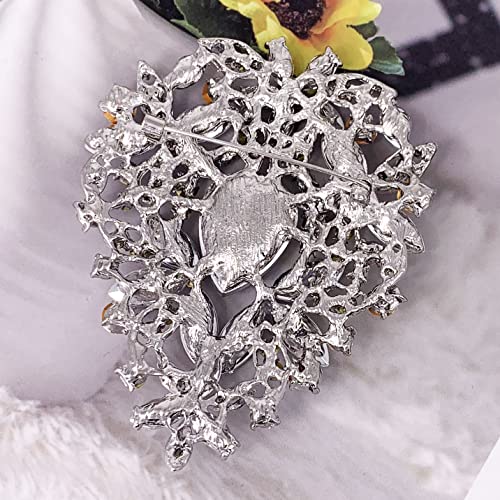 Image of SELOVO Leaf Bouquet Scarf Big Brooch Pin Broach Crystal Jewelry