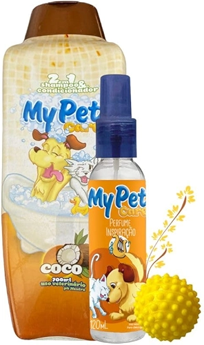 MY PET BRASIL Kit Inspiração My Pet Care Para Cachorros Shampoo Para Cães Limpinho E Cheiroso Perfume Para Cachorros Brinquedo Brincalhão Bolinha Cravinho Shampoo 700Ml - Perfume 120Ml - Bolinha Cravinho