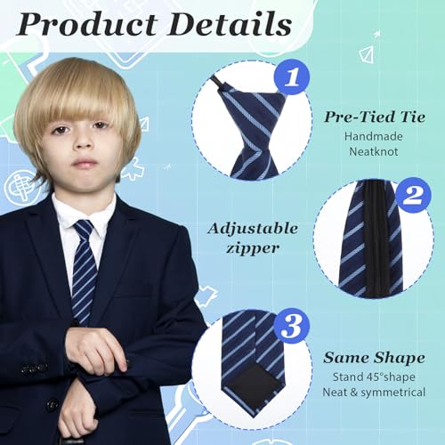 Striped Boy Ties Pre-tied Neckties for Boys Kids Adjustable Boys Ties Neckties for Graduation School Uniforms Casual3