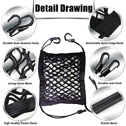 Image of Vrasly 3-Layer Car Mesh Organizer, Car Net Pocket, Car Organizer Storage Between Front Seats, Multifunctional Car Seat Organizer, Barrier of Backseat Pet Kids, Driver Storage Netting Pouch