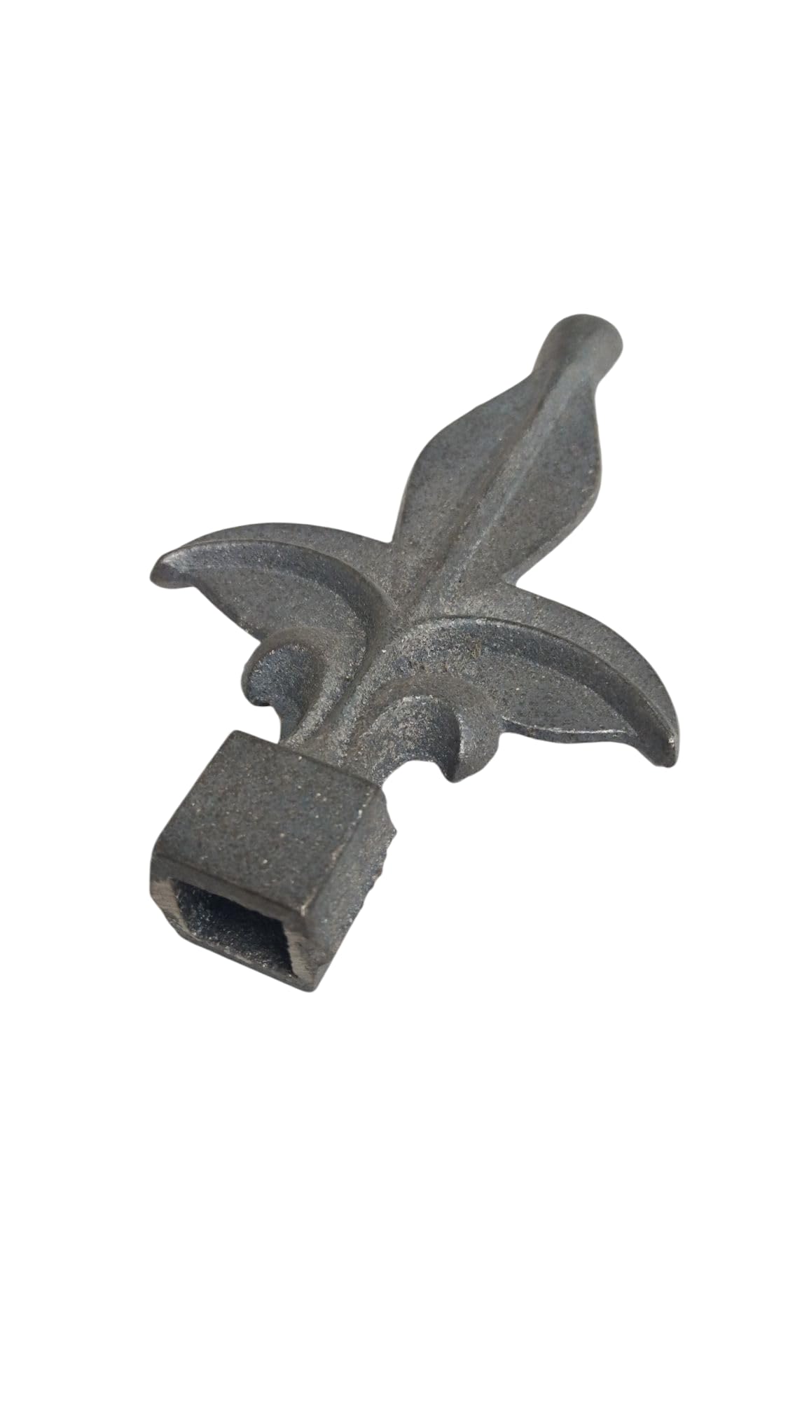 Cast Iron Fence Finials, Multiple Decorative Styles &amp; Sizes, 1/2" to 1" Inch Square and Round Spears, Fleur de Lis Design (1/2" Leaf SQ, 5)