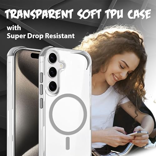Image of V-TAN Ultra-Hybrid Crystal Clear Back Cover for Samsung Galaxy S24 FE | TPU | Transparent Wireless Charging Case Cover with Mag Case Compatible | Slim Fit Shockproof Drop Protection Design | (Grey)