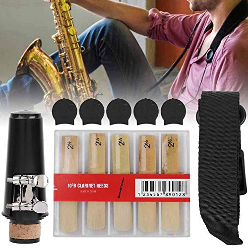 Clarinet Accessories Set with ABS Mouthpiece, Retractable Design with Rubber Thumb Pad for Slip & Comfort Clarinet Mouthpiece