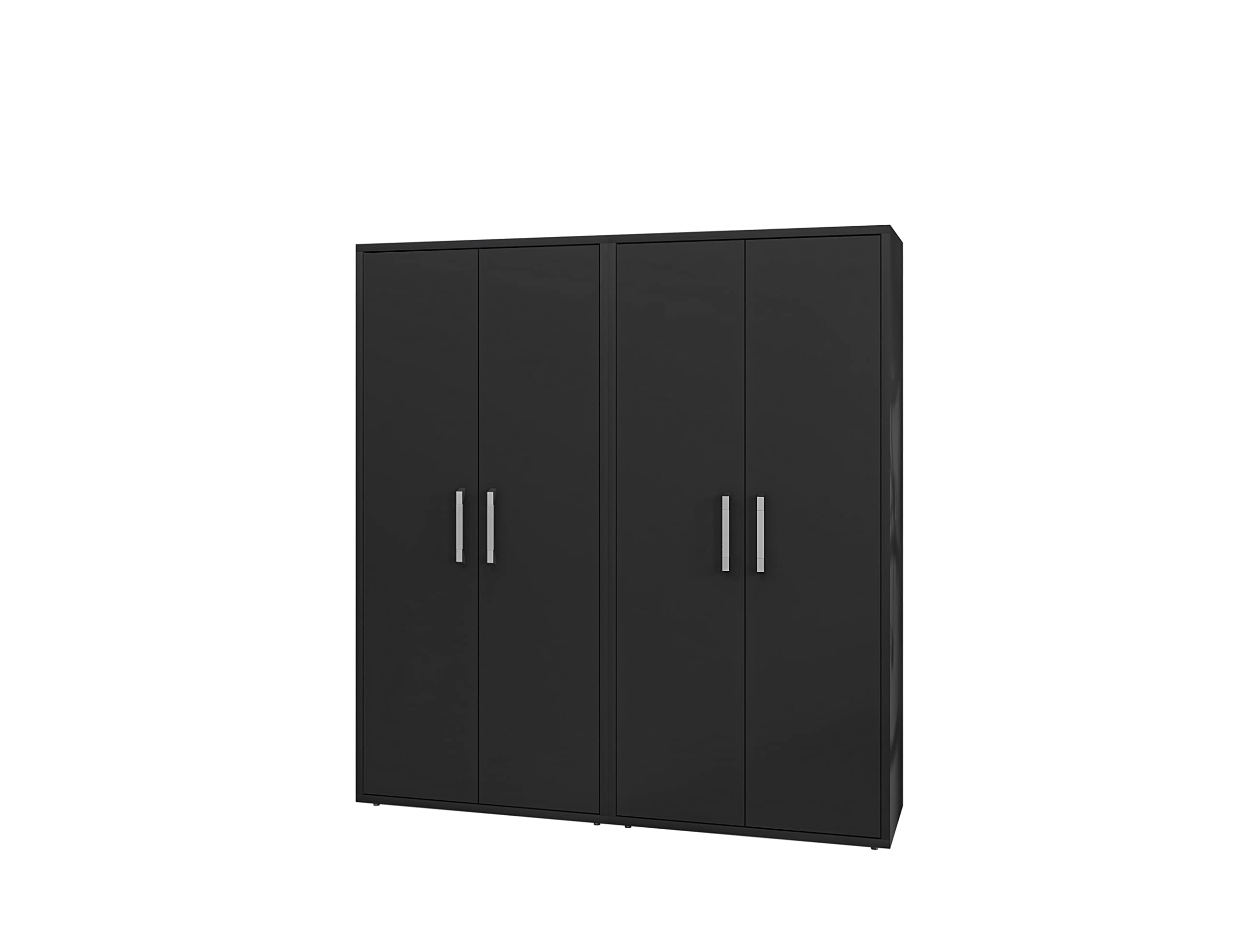Manhattan Comfort Eiffel 73.43" Garage Cabinet with 4 Adjustable Shelves, Ideal Home Storage for Office, Laundry or Utility Room, Set of 2, Black