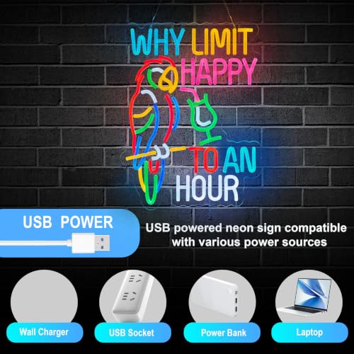 Image of Bar Sign Why Limit Happy To An Hour Beer Tiki Bar Neon Signs