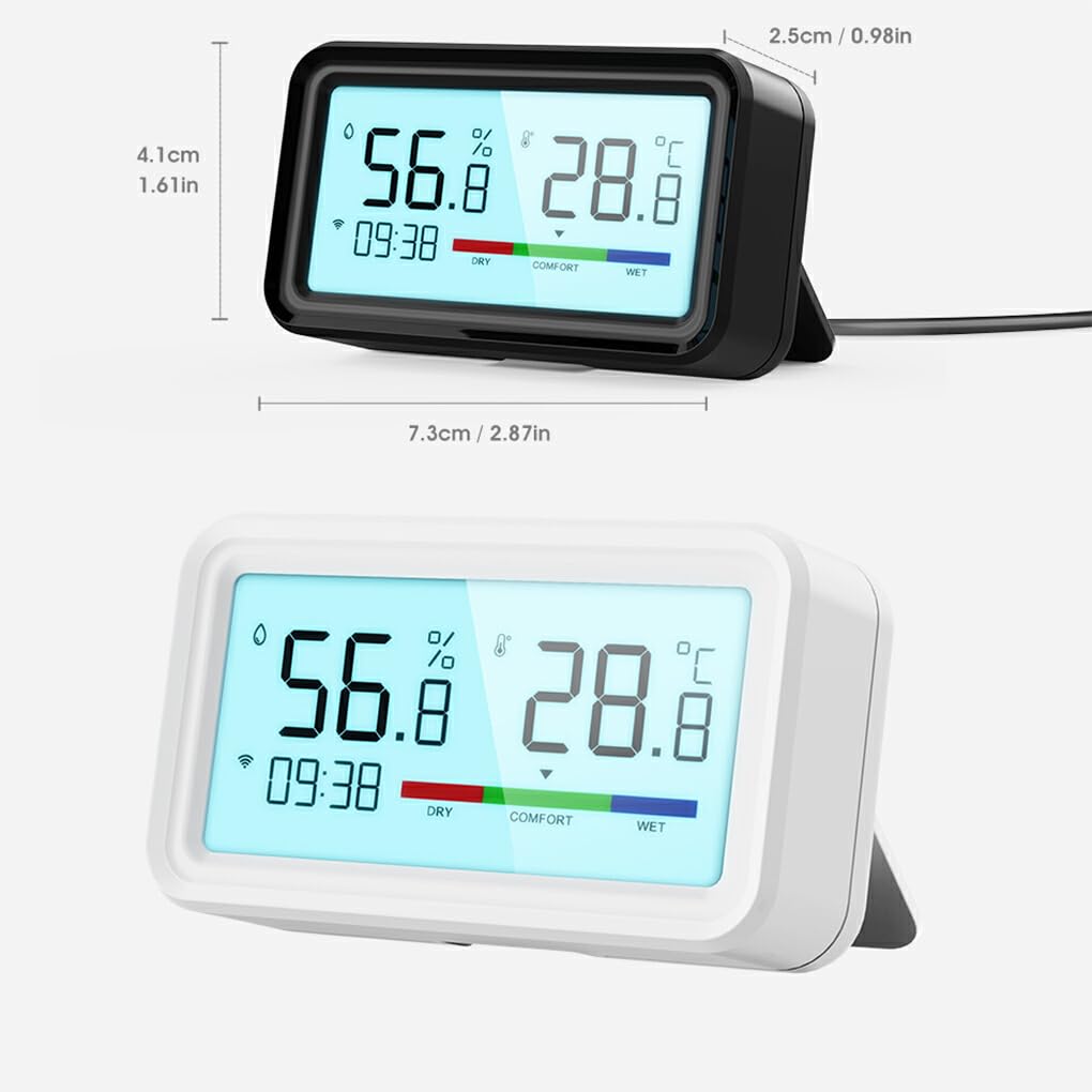 Desktop Pulito con sensore di umidità di Temperatura WiFi Serie C-Smart Che monitora Il termometro di Temperatura e umidità, Wi-Fi Bianco