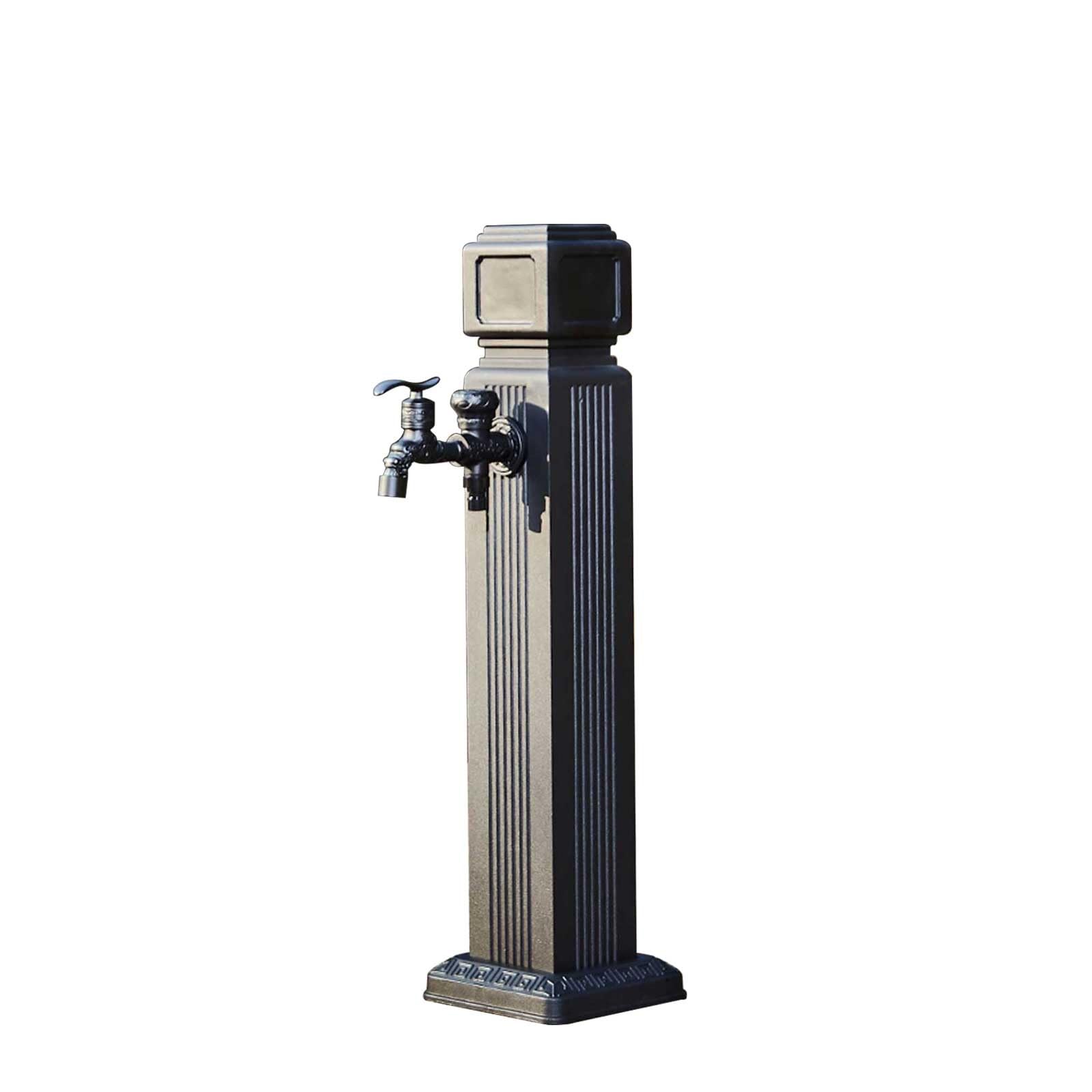 WOTZOV Faucet Water Column,Black Aluminum Garden Water Column With Faucet, 26In Vertical Hose Hanger Spigot Post For Outdoor Irrigation And Washing, Durable Backyard Watering Solutio，65cm/26in