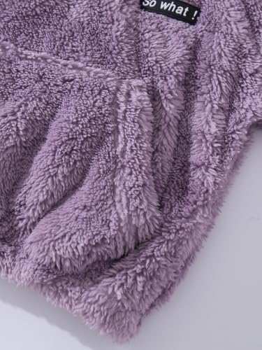 Image of Girls Sweatshirts Quarter-zip Sherpa Fleece Pullover Fuzzy Jacket