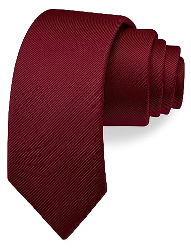 Branduce 2.4 Burgundy Tie for Wedding Mens Skinny Tie 6cm Solid Wine Red Slim Necktie (TA04-11)