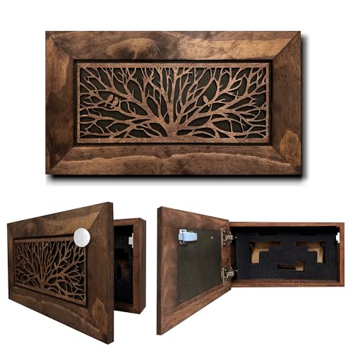 Bellewood Designs Birds in a Tree Hidden Gun Safe - Handcrafted Gun Concealment Decor - Hidden Gun Shelf with Magnetic Lock for Quick Access - Hidden Wall Safe for Secure Storage - Made in USA
