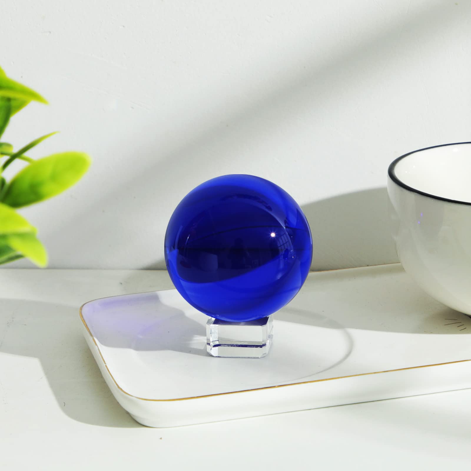 Amazon.co.jp: 多色透明 水晶玉 60mm クリスタルボール 装飾品 (水色