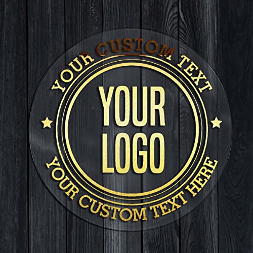 Pegatinas transparentes Etiquetas de círculo personalizadas Etiquetas adhesivas para crear su propio logotipo de texto autoentintado metálico dorado para el bautismo de la fiesta de favor de la boda