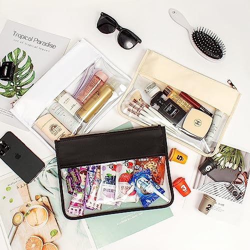 Image of LETGO Clear Makeup Bag Pouch for Travel with Zipper,Clear Cosmetic Bag for Women Waterproof Snacks Bag Stadium Purse Toiletry Bag Bogg Bag Accessories (0-White)