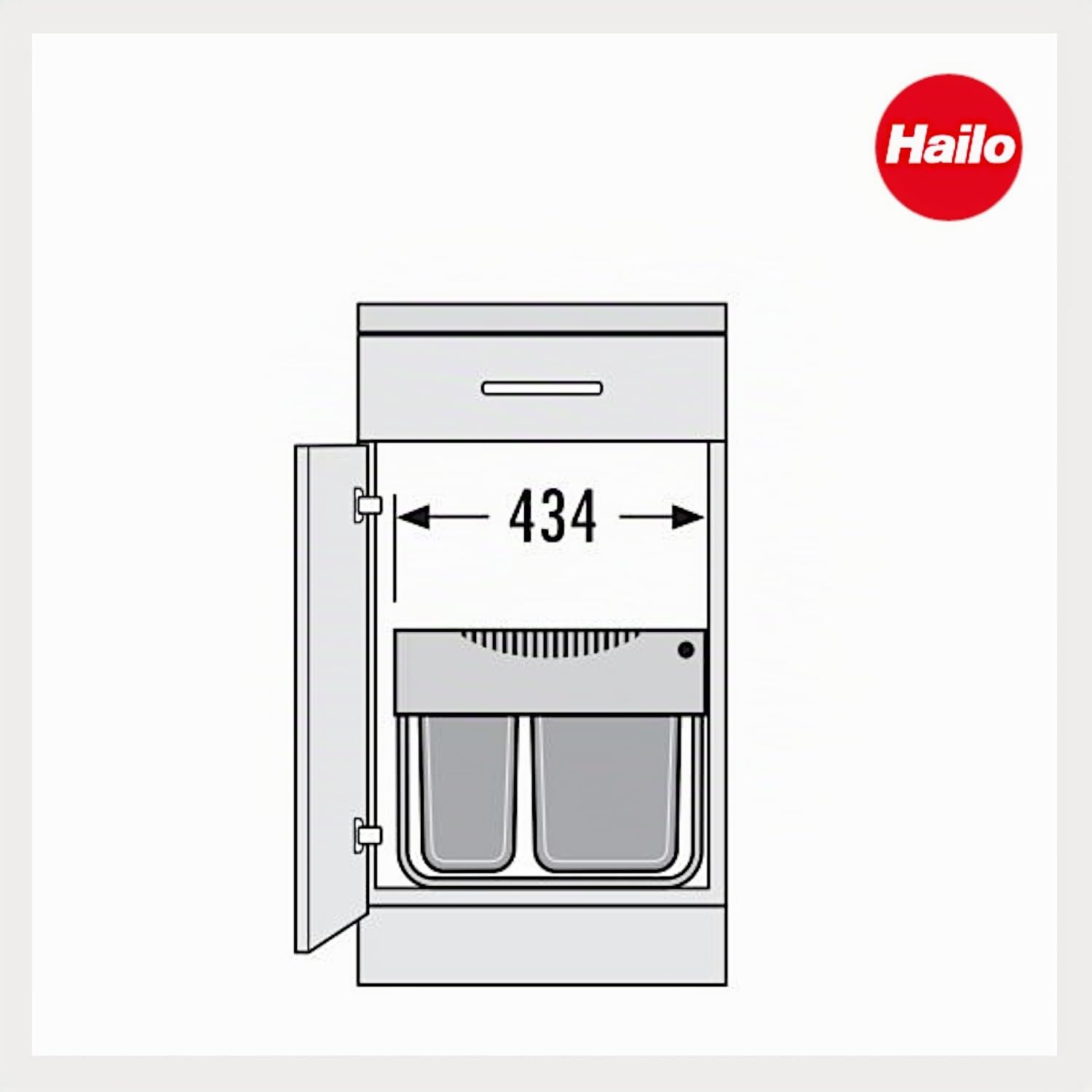 Hailo Abfallsammler 3644732 | Abfalleimer 3fach mit 29 Liter Gesamtvolumen | ab 50cm Unterschrankbreite montierbar | Hellgrau