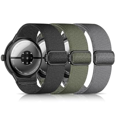 Nylon Bands Compatible with Google Pixel Watch 3 45mm Watch Band,Elastic Adjustable Straps Soft Sport Wristbands Replacement for Pixel Watch 3 45mm Men Women(3 Pack)