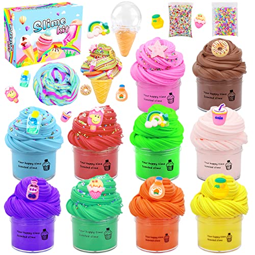 Butter Slime Kit 10pack for Party Favors Scented Soft and Non-Sticky Birthday Gifts for Girl Boys Stress Relief Slime Bulk for Ice Cream Mold fillings