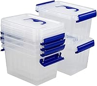 Vista 13 de Cajas de almacenamiento de plástico de 8 L, contenedor de almacenamiento transparente con mango negro, paquete de 2