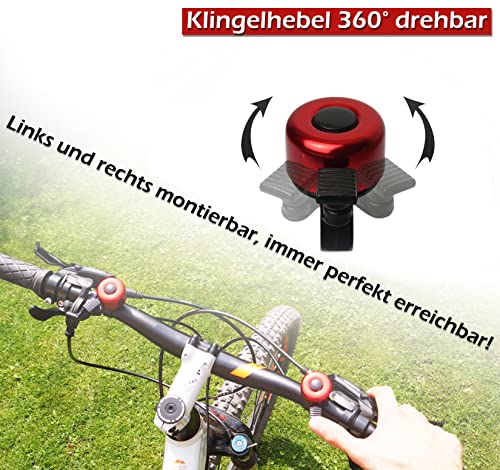 Foto von TF-Mind Fahrradklingel Fahrradglocke 120db laut, Heller Klang, für jeden Lenker geeignet Mountainbike MTB Kinder Rennrad Jungen Mädchen E Bike mini Fahrrad Klingel Glocke Aluminiumlegierung, rot