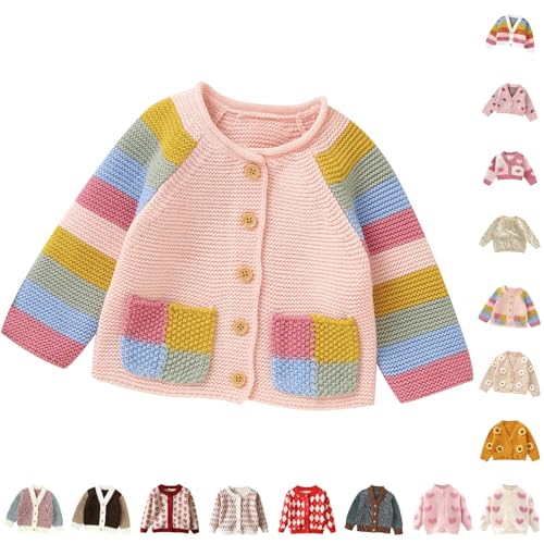 Baby Boys Girls Knitted Cardigan Sweater Color Block V Neck Knit Crochet Button Knitwear Tops Outwear Coat Fall Outfits3