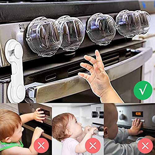 Clear Stove Knob Covers for Child Safety, 6 Pcs Child Safety Guards Baby Proof Stove Oven Locks, Gas Stoves for Kitchen, Switch Cover for Kids, Baby, Toddler - Thumbnail 2