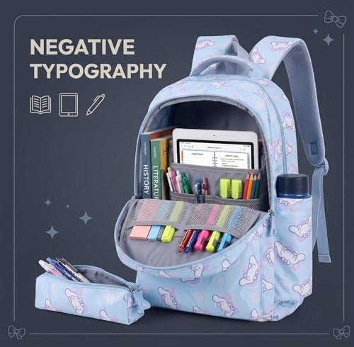 Image of Girls School Backpack Cute Pink Pastel Gradient Bag with Multiple Compartments Lightweight Durable Bookbag for Kids Students (purple bag)
