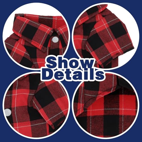 Paiaite Plaid Dog Shirt: Classic Checkered Style in Cotton for Large, Medium, and Small Breeds, Comfort, Breathability, and Elegance Dog Clothes. Perfect for Everyday Wear, and Photoshoots Red L - Image 3