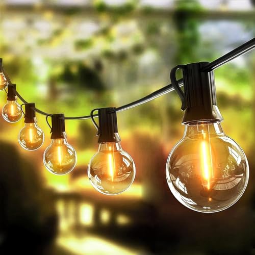 LITVERSE String Lights for Outside 25 FT, Outdoor Lights for Patio with 25 + 1 Shatterproof LED Edison Bulbs, G40 Waterproof Connectable Hanging Lights for Backyard Bistro Party Balcony b