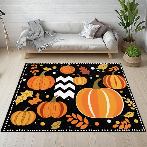 Tapis de salon citrouille lavable en machine et antidérapant 160x230 cm - 2