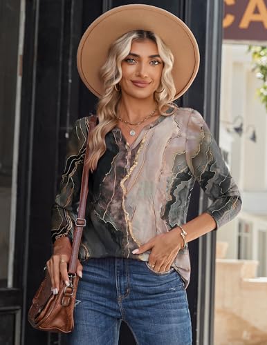 Zeagoo Long Sleeve Shirts for Women Casual V Neck Fall Tops Dressy Summer Work Blouses Clothes - Image 5