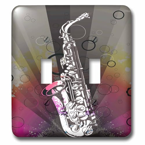 Interrupteur saxophone double bascule gris fond abstrait rose - 2