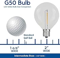 Vista 3 de Novelty Lights Paquete de 5 Bombillas de Repuesto Globo G50 para Patio Exterior, Transparentes, Base Intermedia E17/C9, 7 Vatios