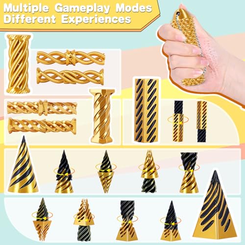 Spiral Cone Fidget Toy & Little Ouchies:5 Pack Impossible Cone + 1 Ouchies Fidget | Impossible Pyramid Passthrough Toy for Anxiety Relief 3D Printed Fidget Toy for Valentine Day Gifts for Kids Adults - Image 3