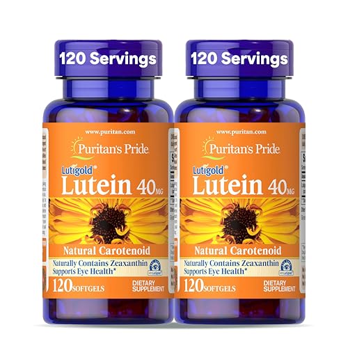 Puritans Pride Lutein 40mg With Zeaxanthin Supports Eye Health 240 Total Count (120 Count Softgels Pack of 2)