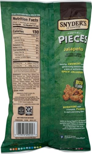 Image of Snyder's of Hanover Jalapeno Flavored Pretzel Pieces, 11.25 Oz (Pack of 12)