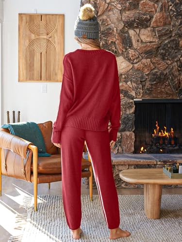 Image of LILLUSORY Womens Cardigan Pants Sets 2 Piece Slouchy Sweater Loungewear