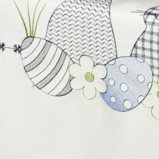 Runner Da Tavola Pasquale Con Coniglietti E Uova Ricamati – 40x140 Cm, Bianco E Blu, Moderno - 2