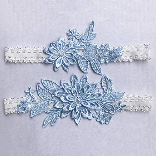 Lace Garter Set Wedding Garter Belt Flower Floral Design Garter for Bride - Thumbnail 3