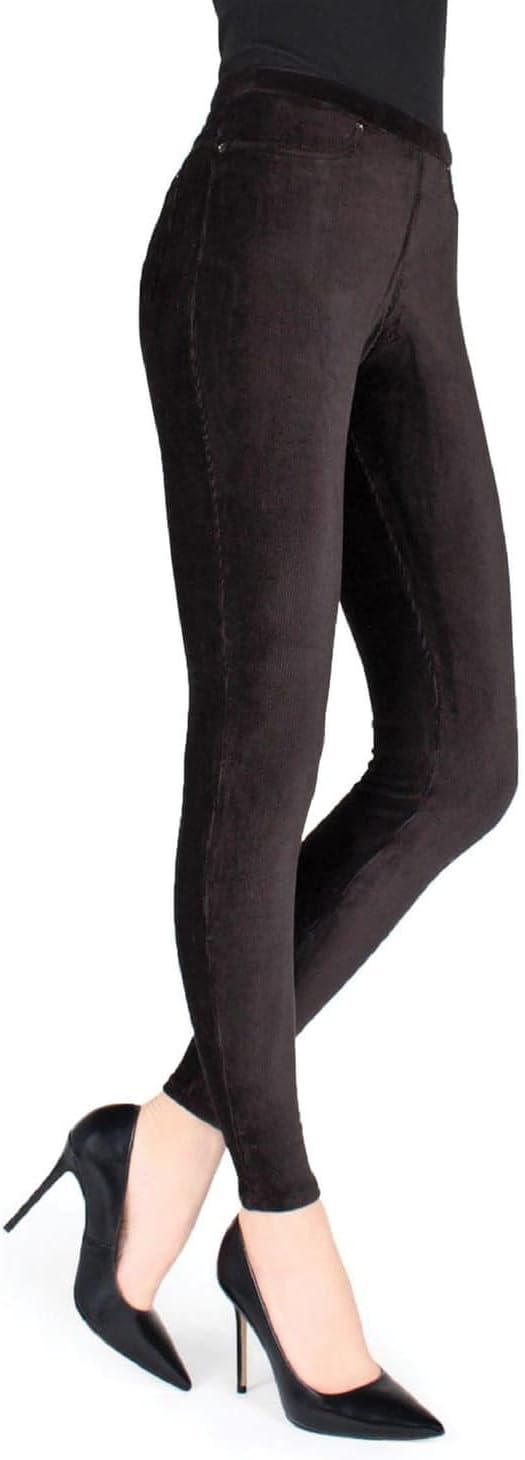 MeMoi Thin-Rib Slim-Cut Stretch Corduroy Leggings