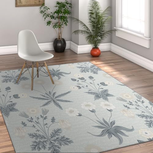 Tapis lavable doux floral 100x150cm pour chambre et salon boho - 4