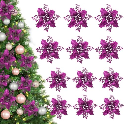 TOYZFRIENDY Weihnachtsblumen Dekoration - 10 Stück Künstliche Blüten Für Baum