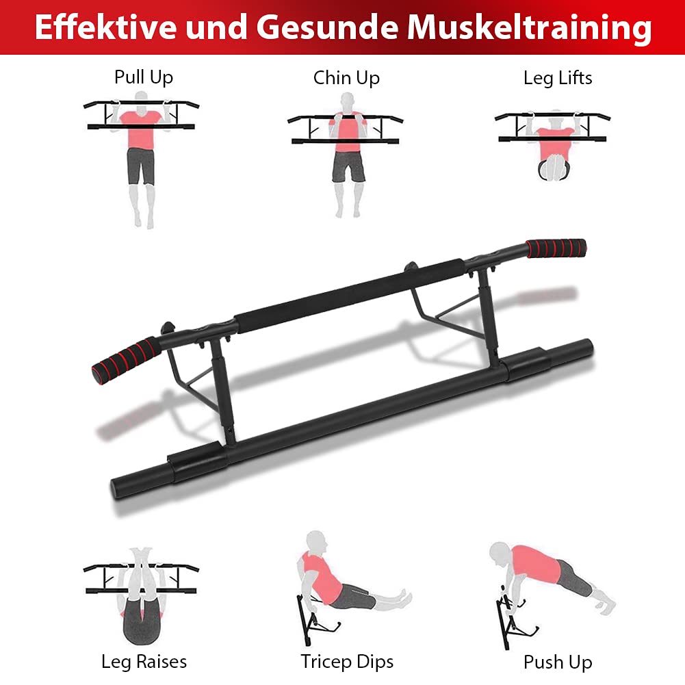 Barra per Trazioni a Muro Multifunzione, Barra Pieghevole per Trazioni fitness con Maniglia in Schiuma Morbida per Esercizi in Palestra a Casa, Carica 150 kg