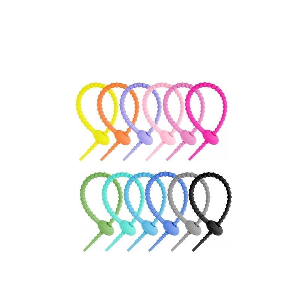 Wzddxunsf 20Pcs Random Silicone Self-Locking Wire Cable Tie Reusable Tidy Organizer Straps Fasten(20Pcs Random)