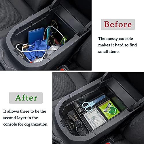 JDMCAR Center Console Tray Organizer (Black Trim) and Front Windshield Sun Shade Compatible with Toyota RAV4 Accessories 2019-2024 - Thumbnail 4