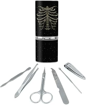Rib Cage Skeleton Bones Stars Galaxy Stainless Steel Manicure Pedicure Grooming Beauty Care Travel Kit
