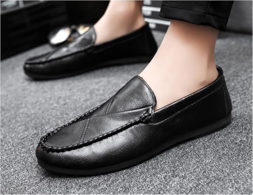 Mens Loafers Shoe Round Toe Solid Color Faux Leather Flat Heel Lightweight Comfortable Prom Slip-ons3