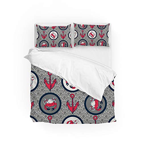 Funda de edredón king de poliéster matrimonial con estampado de anclas 2