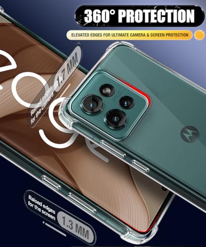Image of WOW IMAGINE Ultra-Hybrid Crystal Clear Back Case for Motorola Moto Edge 50 5G | Shockproof Design | Camera Protection Bump | Hard Clear Mobile Back Cover with Cushioned Edges - Transparent