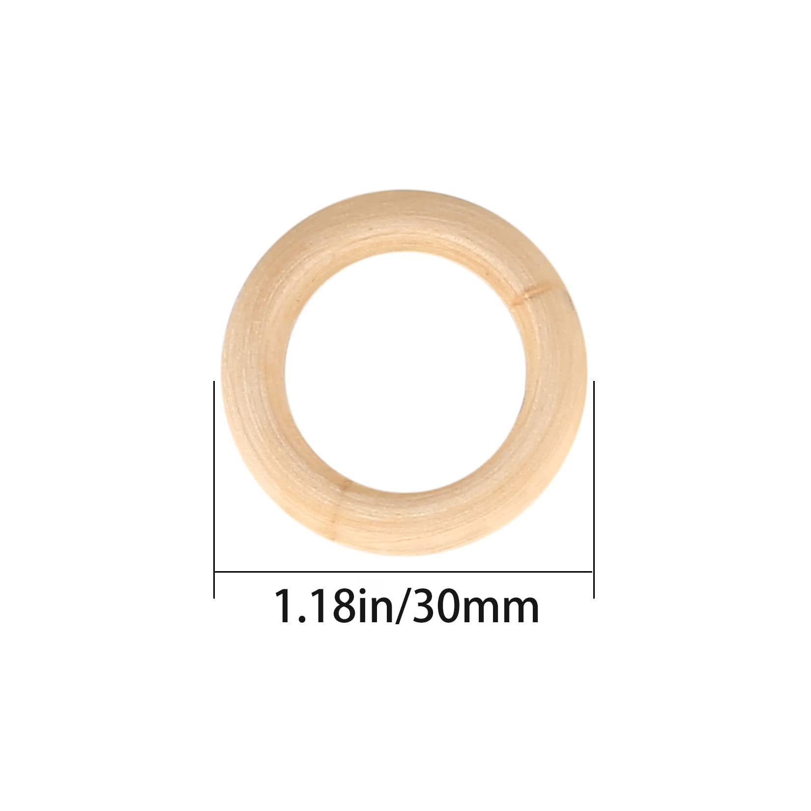Anillos de Madera Sin Pintar 1.18 Pulgadas/30mm, Aros de Madera Natural para Suministros de Macramé y Fabricación de Joyería DIY, Kits de Manualidades para Conectores de Colgan(Size:1.18in/30mm100pcs)