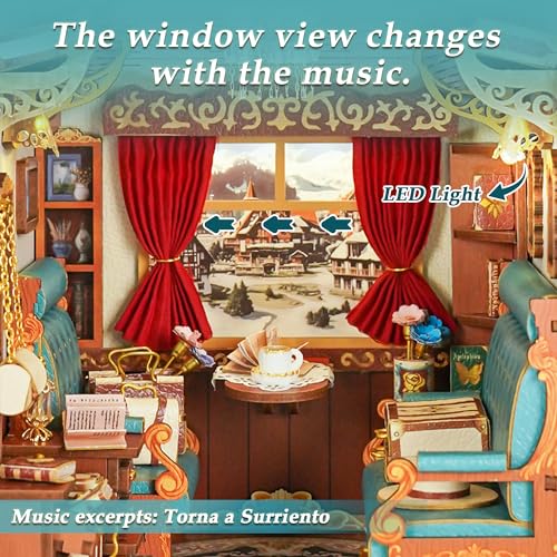 Image of Tonecheer DIY Book Nook Kit for Adults, Miniature Infinity Train Cabin European Vintage Carriage Model, Wooden 3D Puzzle Dollhouse Booknook Decorative Bookend Gifts (European Travels)